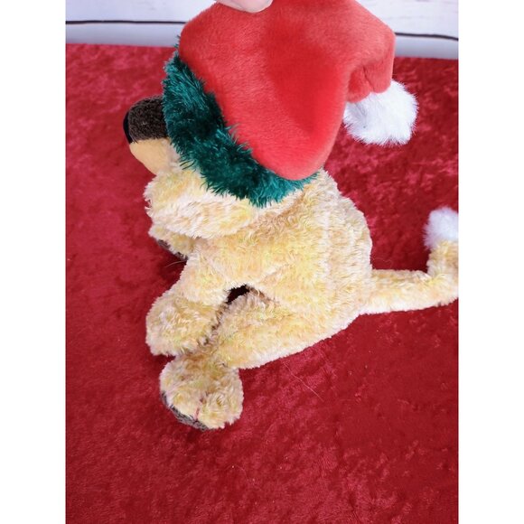 Jinglepup Plush Dog Toy With Santa Hat 2001 Nanco Yellow & Brown Polyester Fiber - Picture 4 of 6
